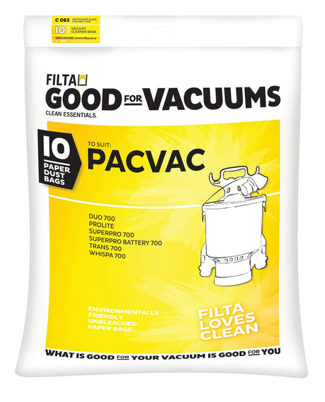 FILTA PACVAC SUPERPRO PAPER VACUUM CLEANER BAGS 10 PACK (C065) - Cafe Supply
