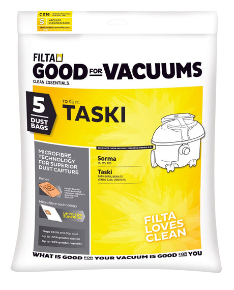 FILTA TASKI SMS MULTI LAYERED VACUUM CLEANER BAGS 5 PACK (C016) - Cafe Supply