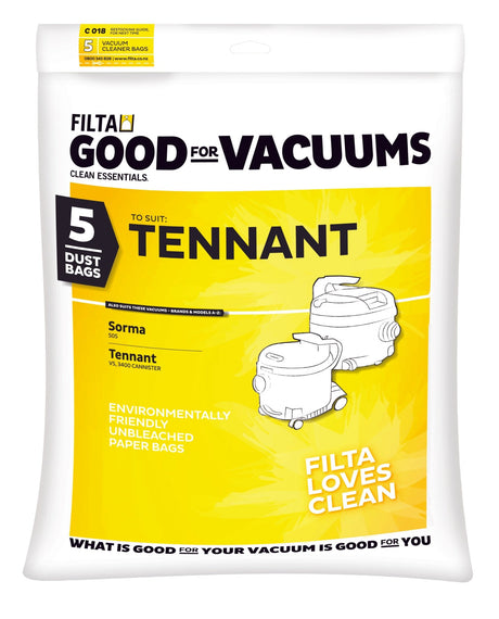 FILTA TENNANT 3400 PAPER VACUUM CLEANER BAGS 5 PACK (C018) - Cafe Supply