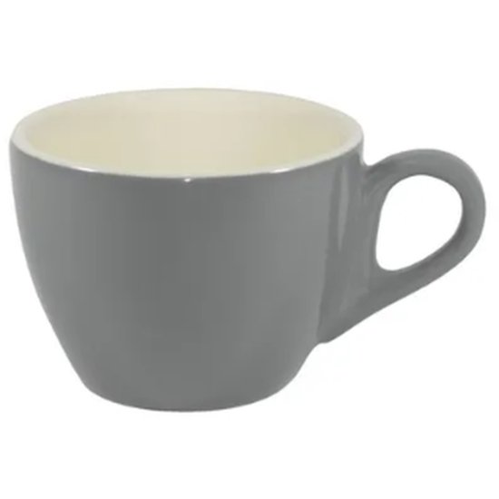 French Grey/Wht Lrg Flat White Cup 220Ml - Cafe Supply