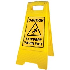 GALA A-FRAME SAFETY SIGN - "SLIPPERY WHEN WET" YELLOW - Cafe Supply