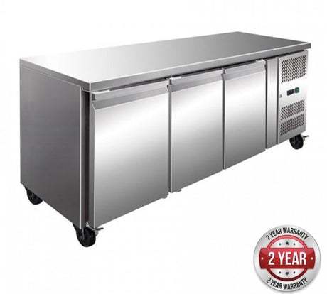 GN3100BT TROPICALISED 3 Door Gastronorm Bench Freezer - Cafe Supply