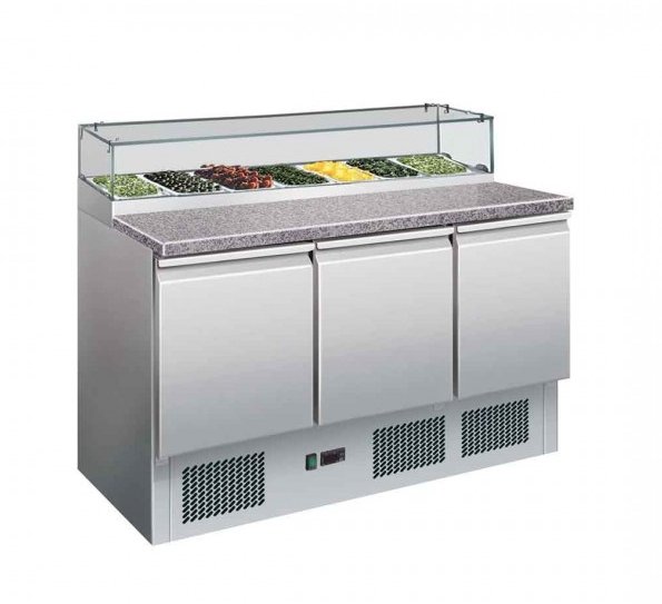 GNS1300E Three Door Salad Marble Prep Top - Cafe Supply