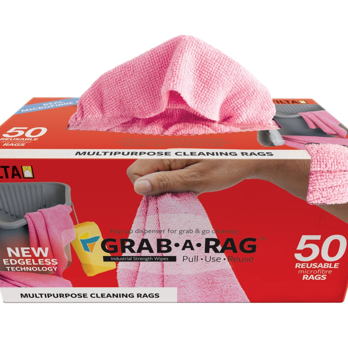Pick Up Rag GRAB-A-RAG MICROFIBRE RAGS PINK 30CM X 30CM 50 PACK - Cafe Supply