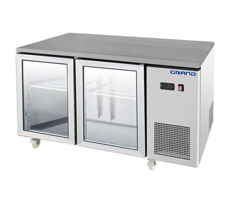 GRAND True Quality 2 Glass Door Gastronorm Work Bench Fridge - Cafe Supply