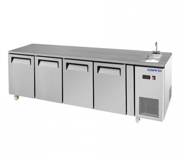 GRAND True Quality Four Door Work Bench Fridge with Sink - Cafe Supply