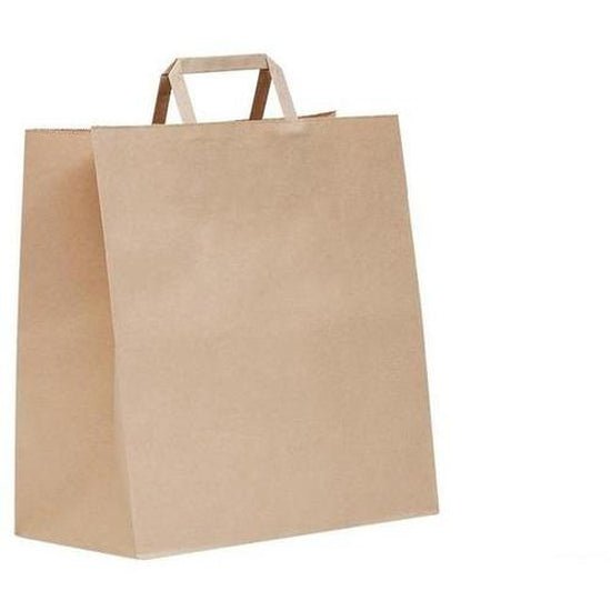 Green Choice Flat Handle Checkout Bag Kraft - Medium - Cafe Supply