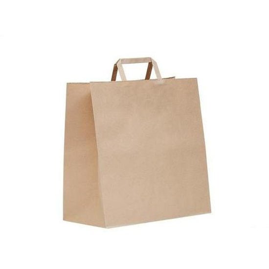 Green Choice Flat Handle Checkout Bag Kraft - Small - Cafe Supply