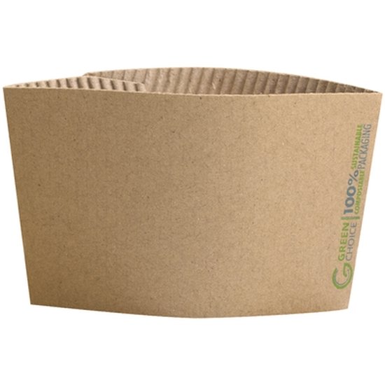 Green Choice Single Wall Cup Sleeve 16oz Kraft - Cafe Supply