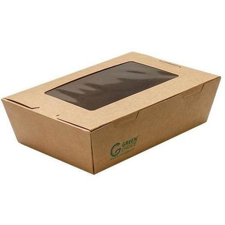 Green Choice Take Away Box Kraft PLA with Window - Small - Cafe Supply