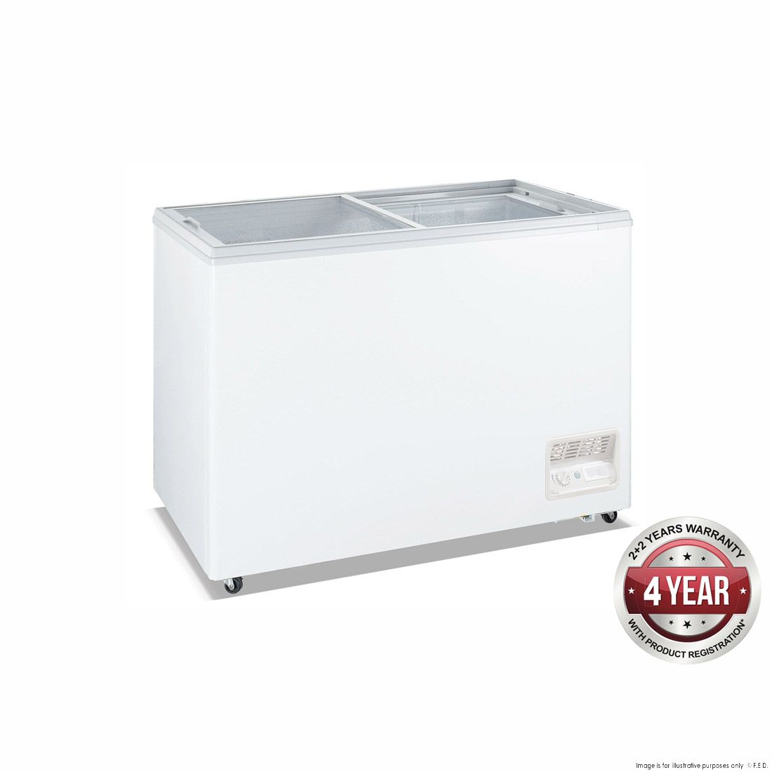 Heavy Duty Chest Freezer with Glass Sliding Lids – WD-300F - Cafe Supply