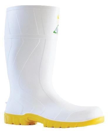 Industrial Gumboots - White/Yellow, Size 10 Per Pair - Cafe Supply