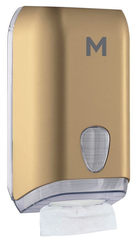 Interleave Toilet Tissue Dispenser - Gold, 700 Sheet Capacity (1) Per Each - Cafe Supply