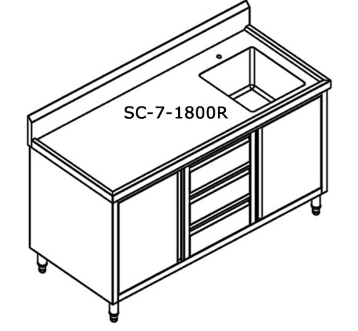 Kitchen Tidy Cabinet With Left/Right Sink 700mm Deep - Cafe Supply