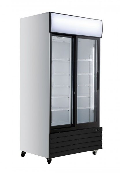 Large Two Glass Door Colourbond Upright Drink Fridge - Black - Cafe Supply