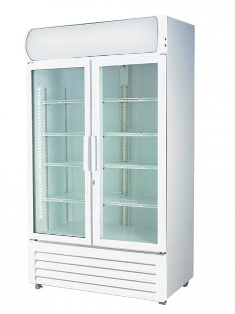 Large Two Glass Door Colourbond Upright Drink Fridge - LG-1200GE - Cafe Supply