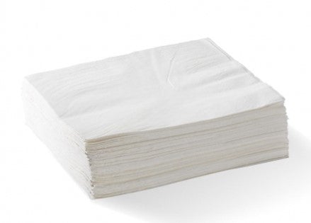 Lunch Napkins 1/4 Fold - White, 300mm x 300mm, 1 Ply (3000) Per Box - Cafe Supply