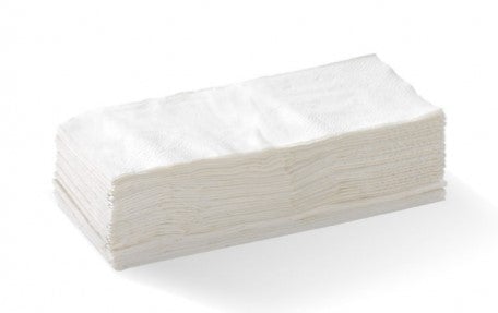 Lunch Napkins 1/8 Fold - White, 300mm x 300mm, 1 Ply (3000) Per Box - Cafe Supply