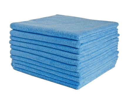 Microfibre Cloths - Blue, 400mm x 400mm, 300gsm (10) Per Pack - Cafe Supply