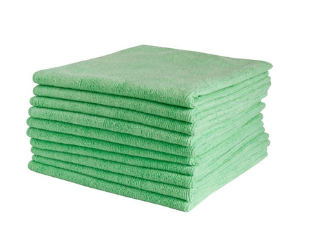 Microfibre Cloths - Green, 400mm x 400mm, 300gsm (10) Per Pack - Cafe Supply