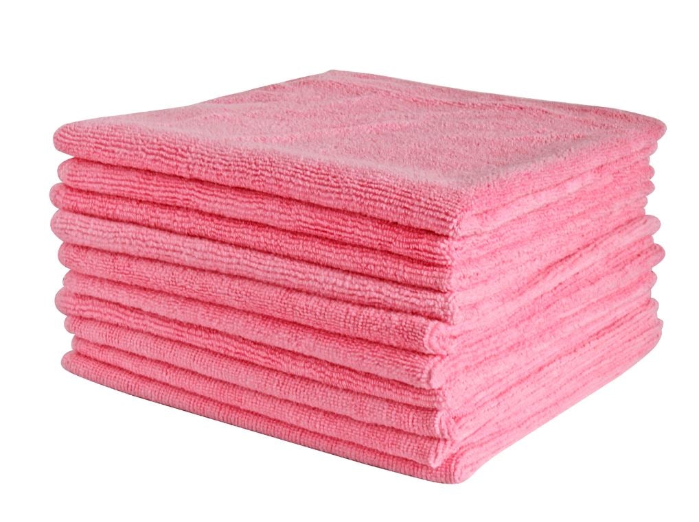 Microfibre Cloths - Red, 400mm x 400mm, 300gsm (10) Per Pack - Cafe Supply