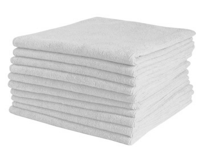 Microfibre Cloths - White, 400mm x 400mm, 300gsm (10) Per Pack - Cafe Supply