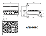 OPEN 6 BURNER COOK TOPS LPG AT80G6B-C-LPG - Cafe Supply