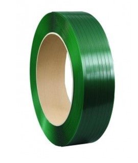 PET Strapping Band Embossed - Green, 9.2mm x 3000m x 0.65mm (1) Per Roll - Cafe Supply