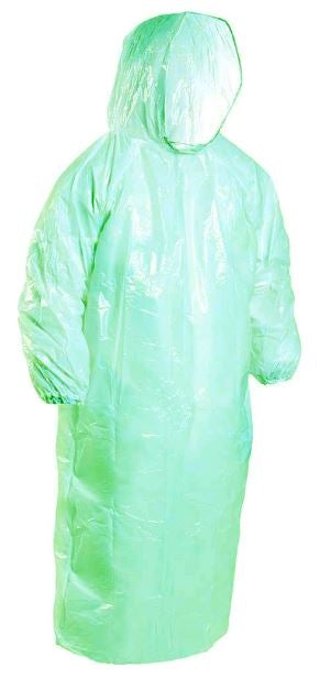 Polyethylene Hooded Ponchos - Green, 800mm x 1300mm x 30mu (96) Per Box - Cafe Supply