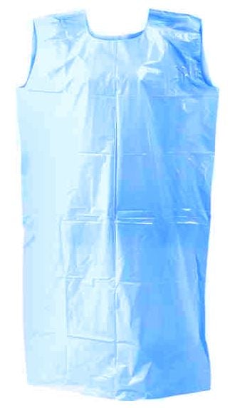 Polyethylene Sleeveless Aprons - Blue, 800mm x 1400mm x 30mu (250) Per Box - Cafe Supply