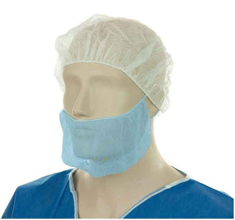 Polypropylene Beard Covers Double Loop - Blue, 230mm x 430mm, 12gsm (1000) Per Box - Cafe Supply