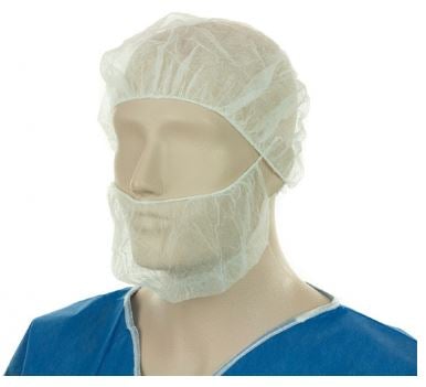 Polypropylene Beard Covers Double Loop - White, 230mm x 430mm, 12gsm (1000) Per Box - Cafe Supply