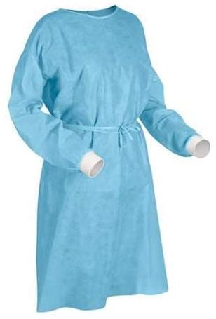 Polypropylene Coated Isolation Gown - Blue, 1200mm x 1400mm x 40gsm Per Each - Cafe Supply