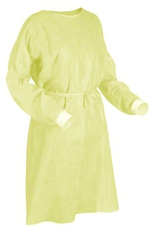 Polypropylene Coated Isolation Gown - Yellow, 1200mm x 1400mm x 40gsm Per Each - Cafe Supply
