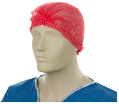 Polypropylene Crimp Hats - Red, 530mm Wide, 12gsm (1000) Per Box - Cafe Supply