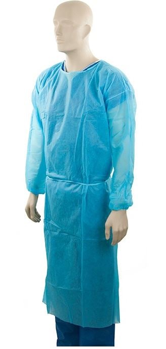 Polypropylene Isolation Gown - Blue, 1200mm x 1400mm x 40gsm Per Each - Cafe Supply