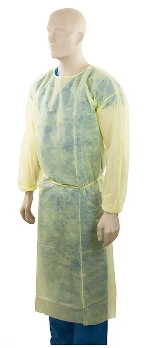 Polypropylene Isolation Gown - Yellow, 1200mm x 1400mm x 40gsm Per Each - Cafe Supply