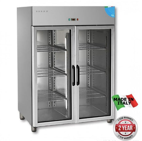 Premium Double Glass Door Upright Fridge - 1400 Litre - Cafe Supply