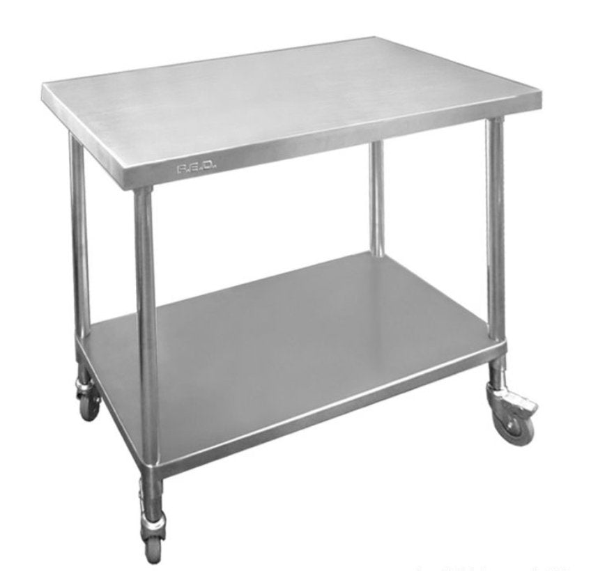 Premium Stainless Steel Mobile Workbench With Castors 700mm Deep - Cafe Supply