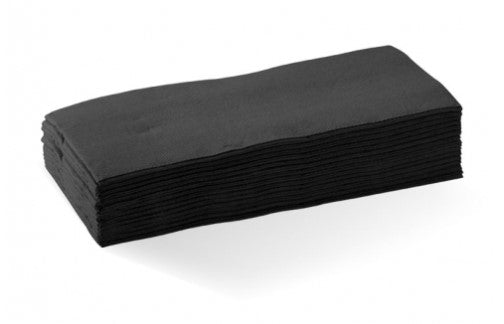 Quilted Dinner Napkins 1/8 Fold - Black, 400mm x 400mm, 2 Ply (1000) Per Box - Cafe Supply