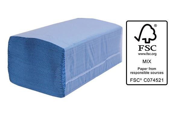 Quilted Slimfold Paper Towel - Blue, 230mm x 230mm, 2 Ply (4000) Per Box - Cafe Supply