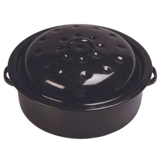 Roaster Round Enamelware Black Speckle - Cafe Supply