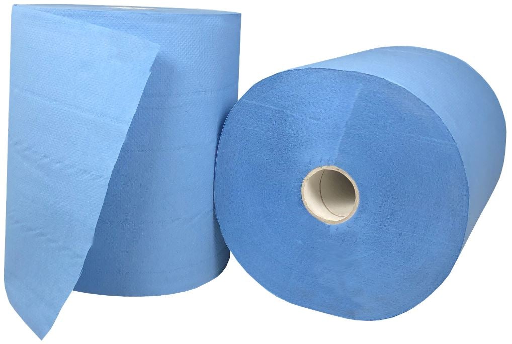 Roll Feed Paper Towel - Blue, 210mm x 150m, 2 Ply (6) Per Pack - Cafe Supply