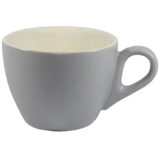 Silver Ice/Wht Matt Lrg Flat White Cup - Cafe Supply