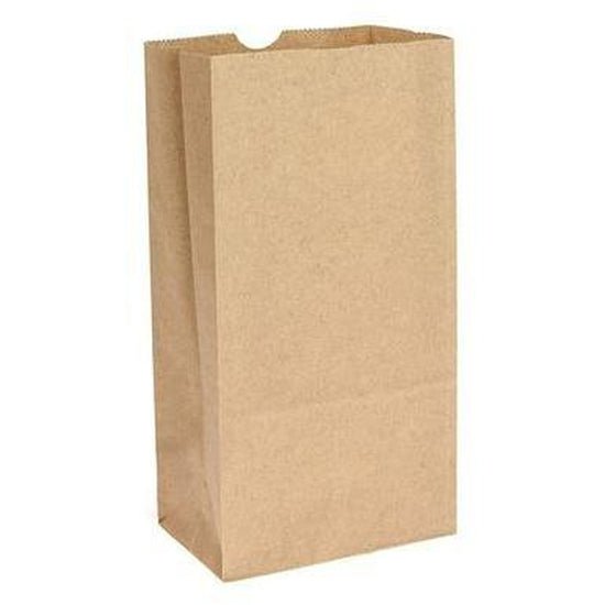 SOS Brown Block Bottom Paper Bags No 4 Heavy Duty - 127(W) x 248(H) x 80(G) mm - Cafe Supply