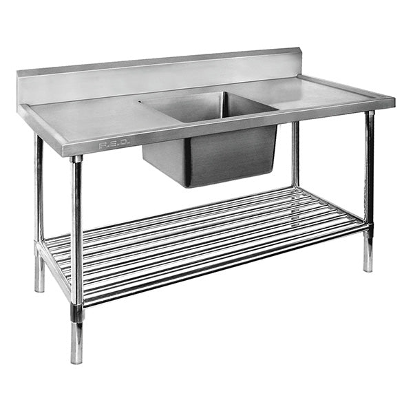 SSB6-1500C/A Single Centre Sink Bench & Pot Undershelf - Cafe Supply