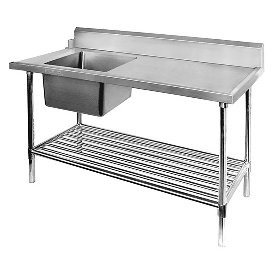 SSBD7-1200L/A – Left Inlet Single Sink Dishwasher Bench - Cafe Supply