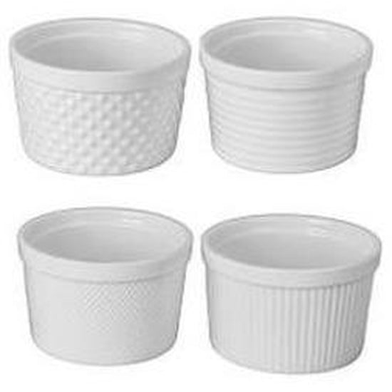 TEXTURED RAMEKINS 420ML SET OF 4 WHITE - Cafe Supply