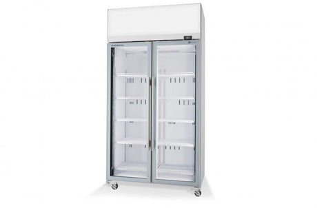 TME1000N-AC 2 Glass Door Display or Storage Fridge, Lit Sign - Cafe Supply