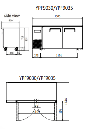 UNDERCOUNTER FREEZER 1500 MM YPF9035 - Cafe Supply